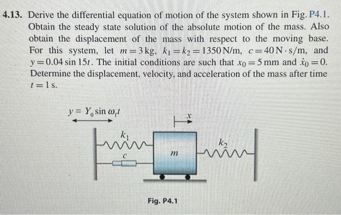 Solved 3. Derive the differential equation of motion of the | Chegg.com