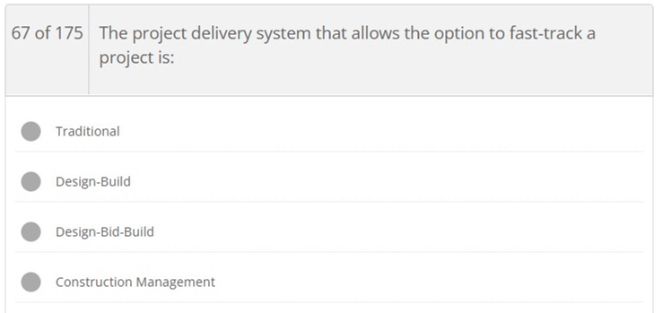 Solved 67 ﻿of 175 ﻿The project delivery system that allows | Chegg.com