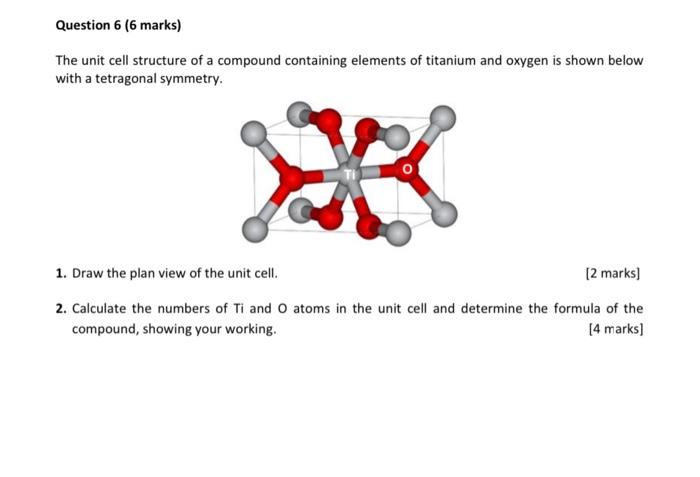 Solved Question 6 (6 marks) The unit cell structure of a | Chegg.com