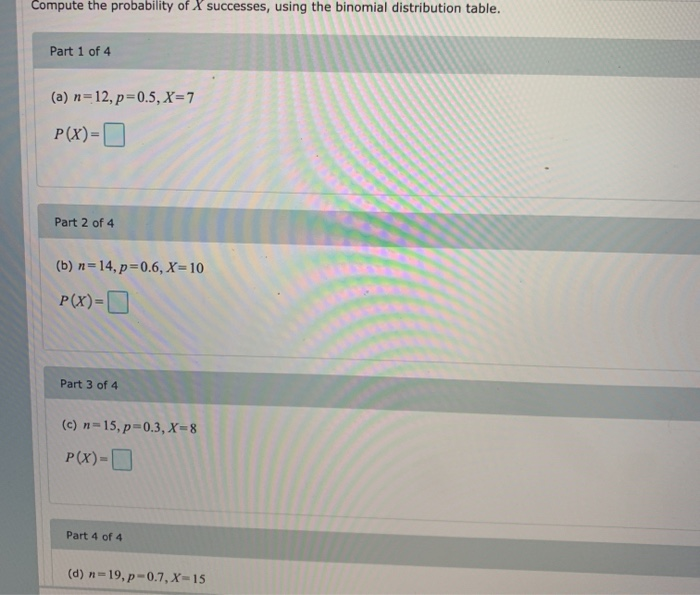 Solved Compute The Probability Of Successes, Using The | Chegg.com