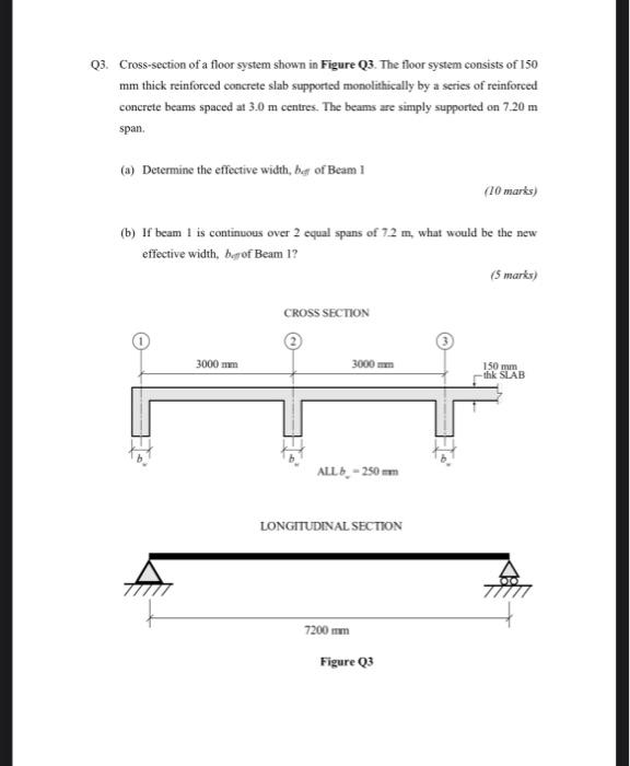 Solved 03. Cross-section of a floor system shown in Figure | Chegg.com