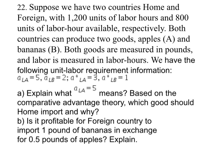 Solved Suppose We Have Two Countries Home And Foreign, With | Chegg.com