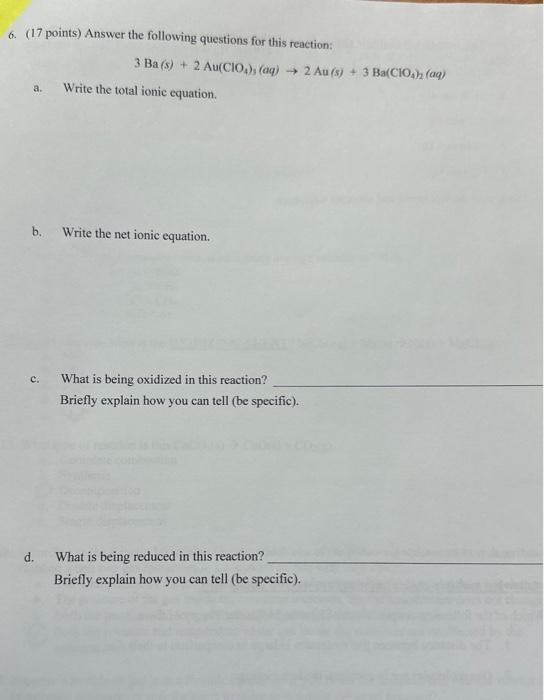 Solved 6. (17 points) Answer the following questions for | Chegg.com
