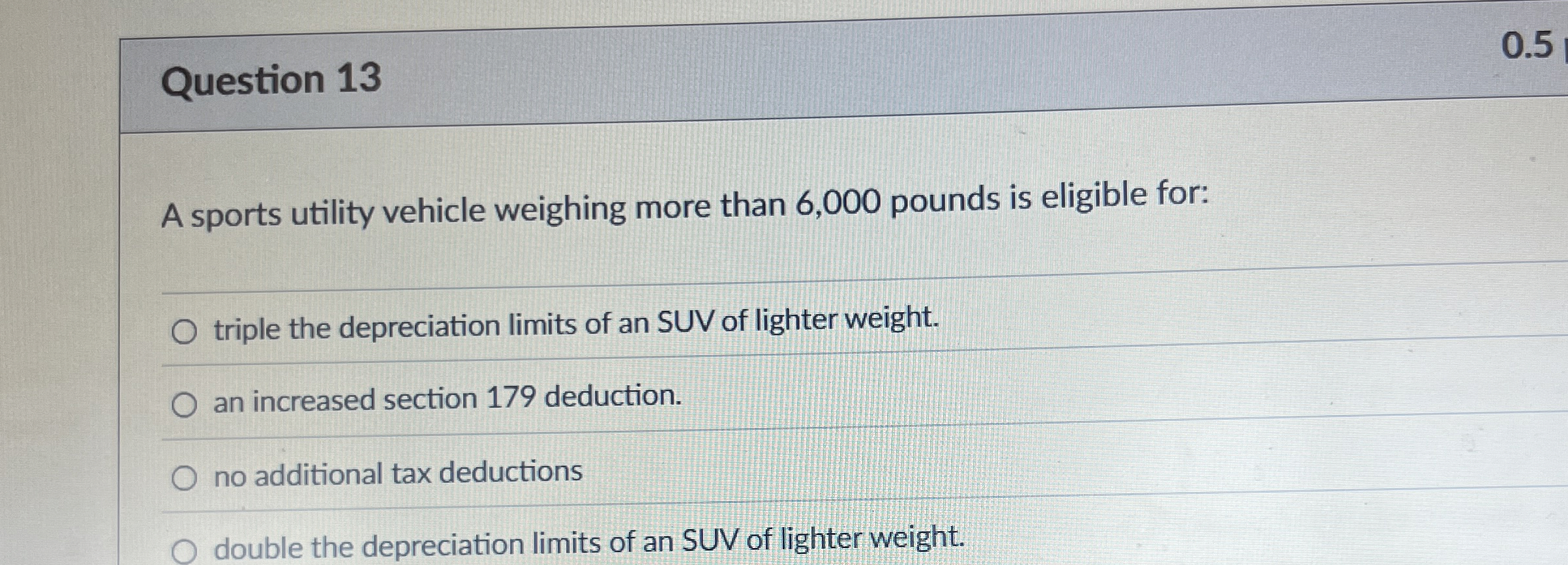 Solved Question 13A Sports Utility Vehicle Weighing More | Chegg.com