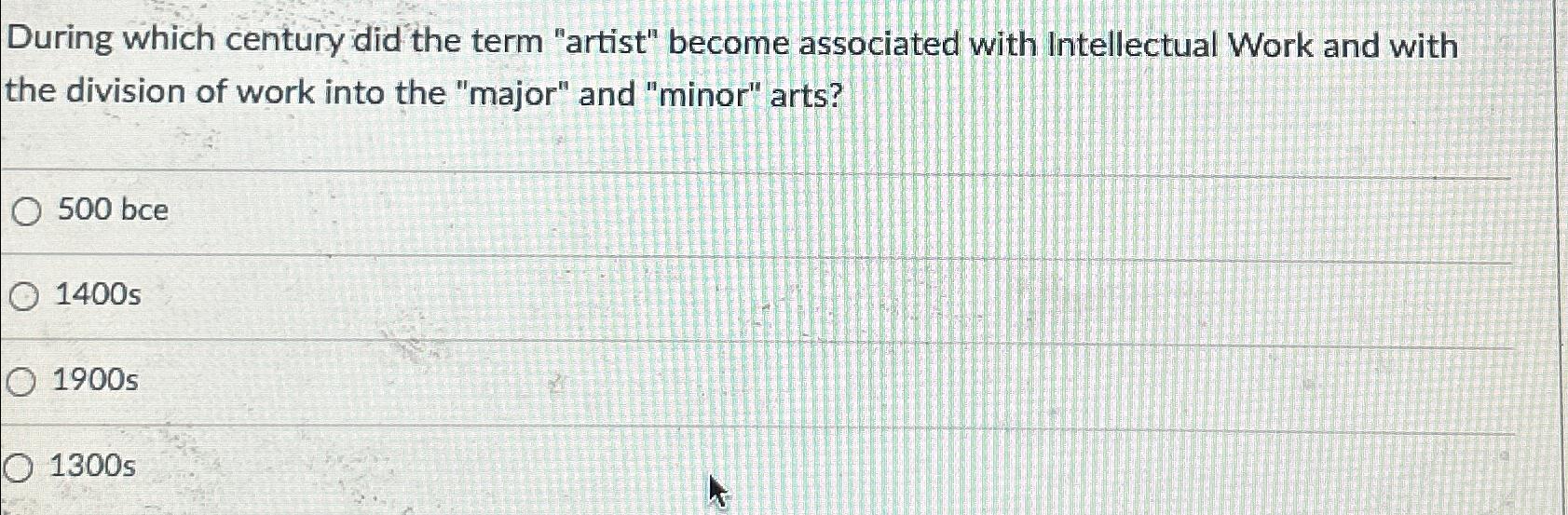 Solved During which century did the term "artist" become | Chegg.com