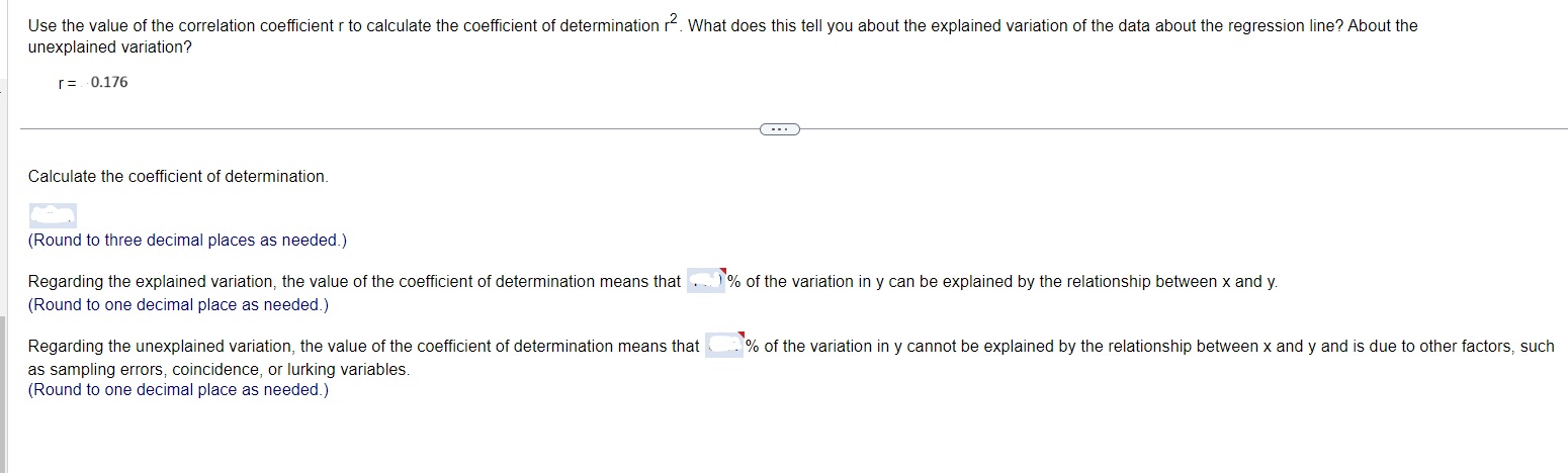 Solved Use the value of the correlation coefficient r ﻿to | Chegg.com