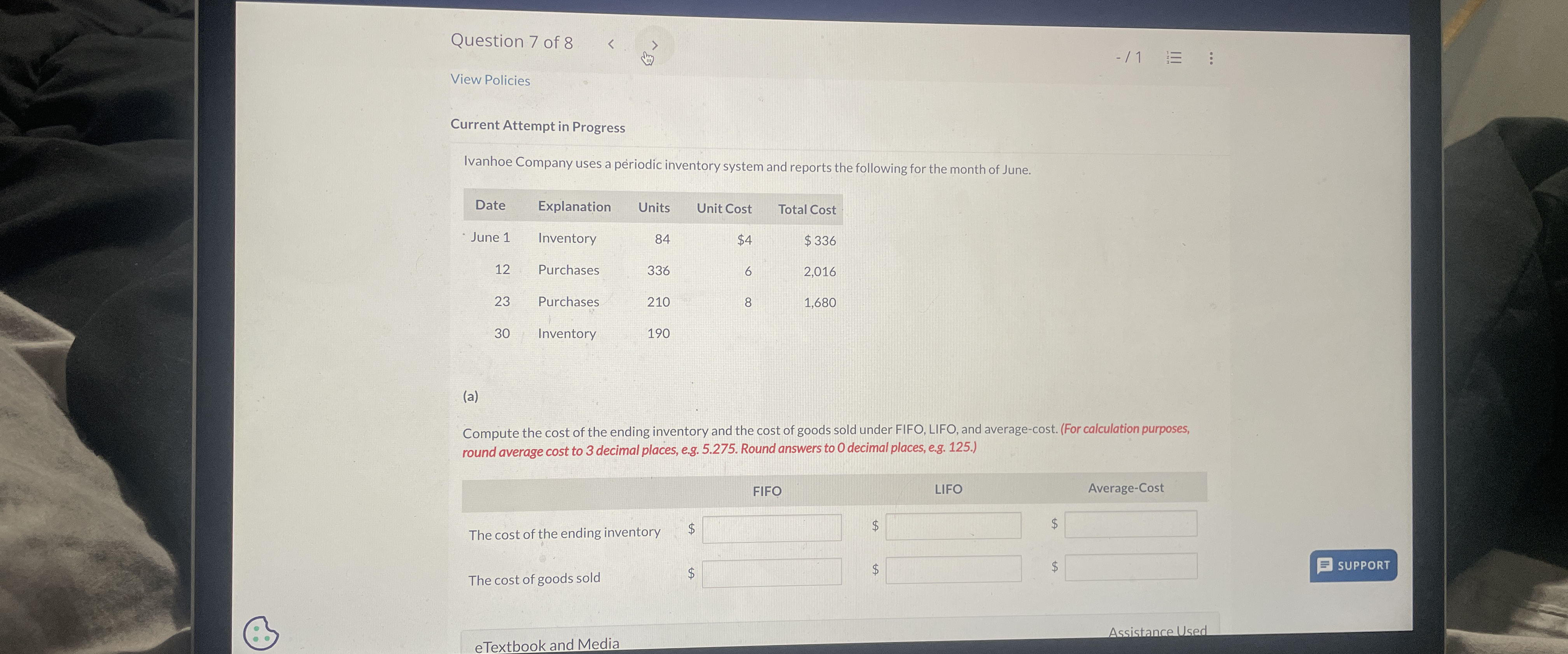 Solved Question 7 ﻿of 8View PoliciesCurrent Attempt in | Chegg.com