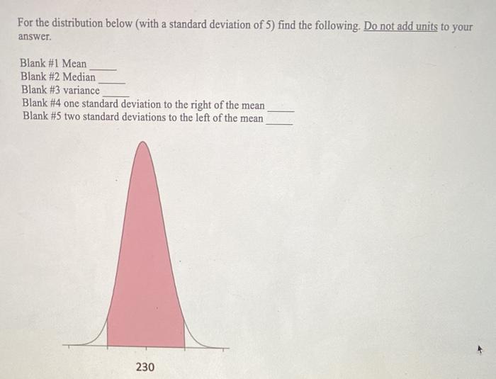 Solved For the distribution below (with a standard deviation | Chegg.com