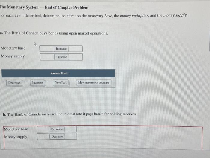 Solved T'he Monetary System - End Of Chapter Problem For | Chegg.com