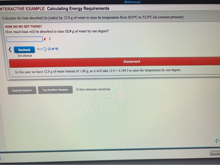 Solved [References] NTERACTIVE EXAMPLE Calculating Energy | Chegg.com