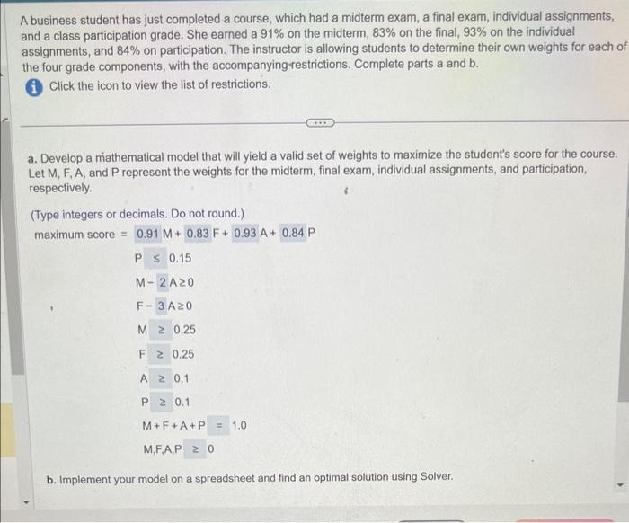 Solved A Business Student Has Just Completed A Course, Which | Chegg.com