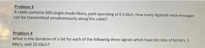 Solved Problem 3 A cable contains 500 single-mode fibers, | Chegg.com