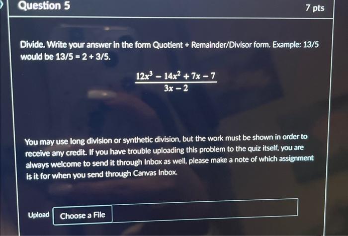 Solved Divide. Write your answer in the form Quotient + | Chegg.com