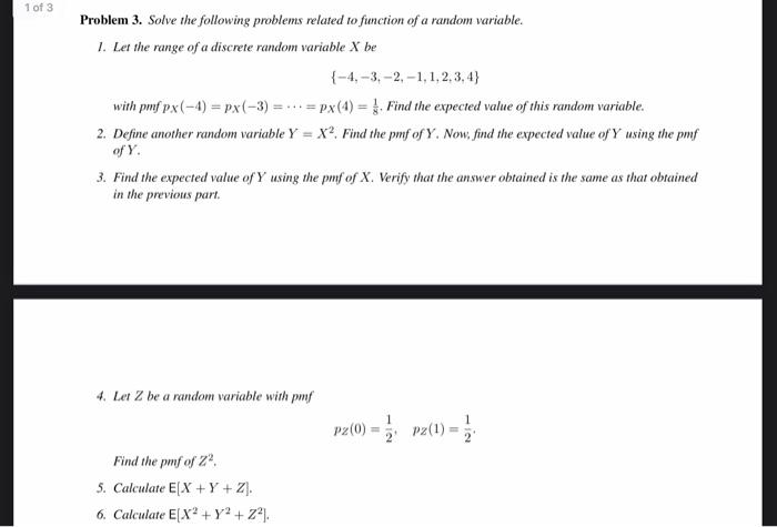 Solved 1 of 3 Problem 3. Solve the following problems | Chegg.com