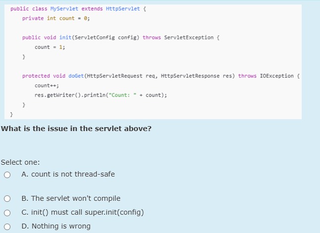 Solved ```public class MyServlet extends HttpServlet { | Chegg.com
