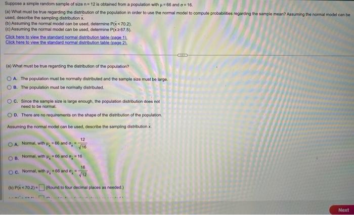 Solved Suppose a simple random sample of size n=36 is | Chegg.com