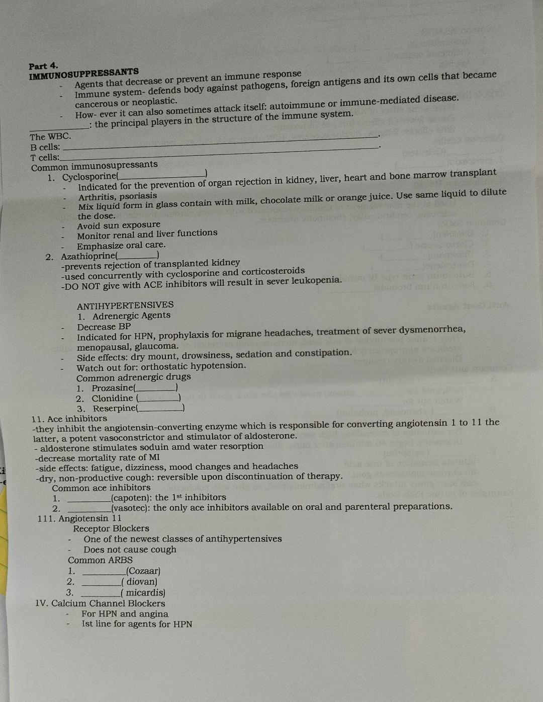 Solved Part 4. IMMUNOSUPPRESSANTS Agents that decrease or | Chegg.com