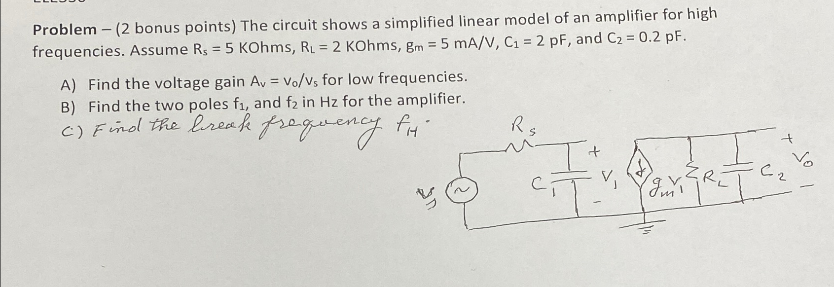 Solved Problem - ( 2 ﻿bonus Points) ﻿The Circuit Shows A | Chegg.com