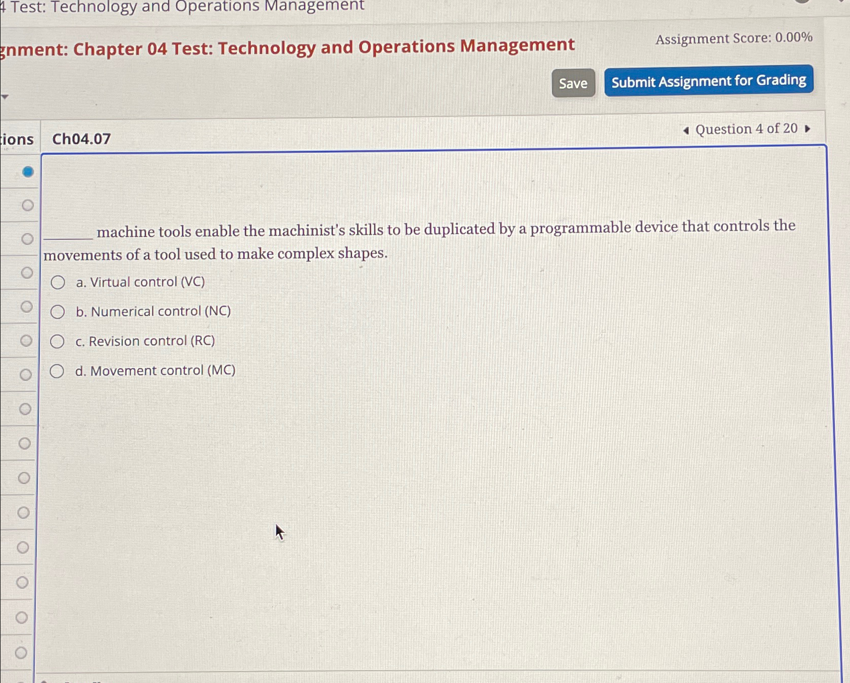 Solved 4 ﻿Test: Technology and Operations Managementgnment: | Chegg.com