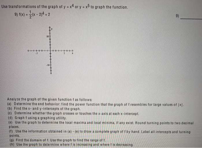 Use Transformations Of The Graph Of Y X4 Or Y X5 Chegg Com