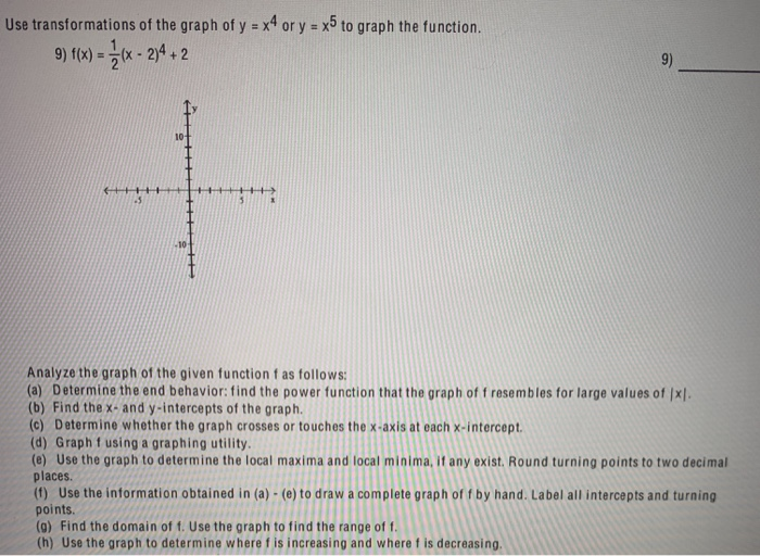 Solved Use Transformations Of The Graph Of Y X4 Or Y X5 Chegg Com