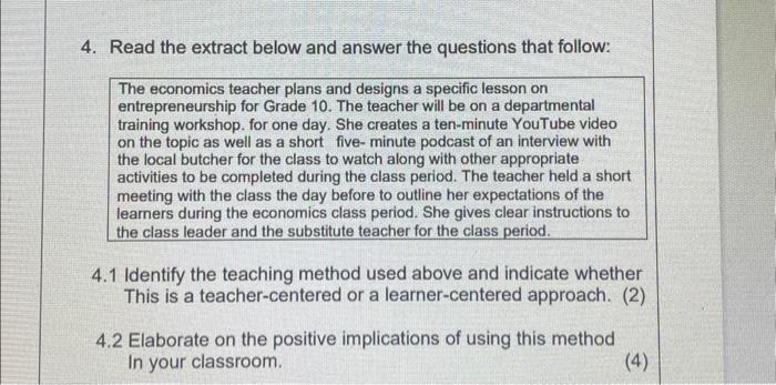 Solved 4. Read The Extract Below And Answer The Questions | Chegg.com