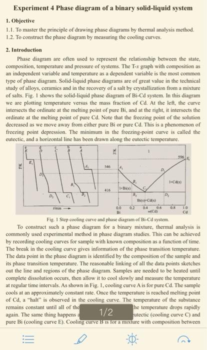 Solved Experiment 4 Phase diagram of a binary solid-liquid | Chegg.com