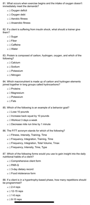 Solved 81. What Occurs When Exercise Begins And The Intake 