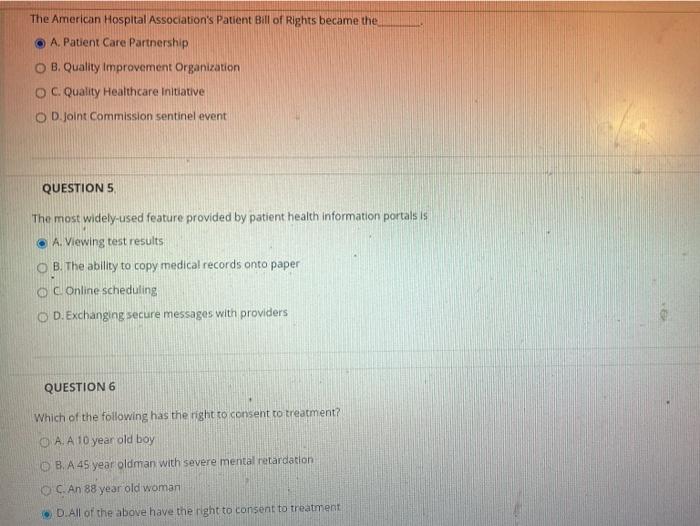 Solved The American Hospital Association&rsquo;s Patient Bill of | Chegg.com