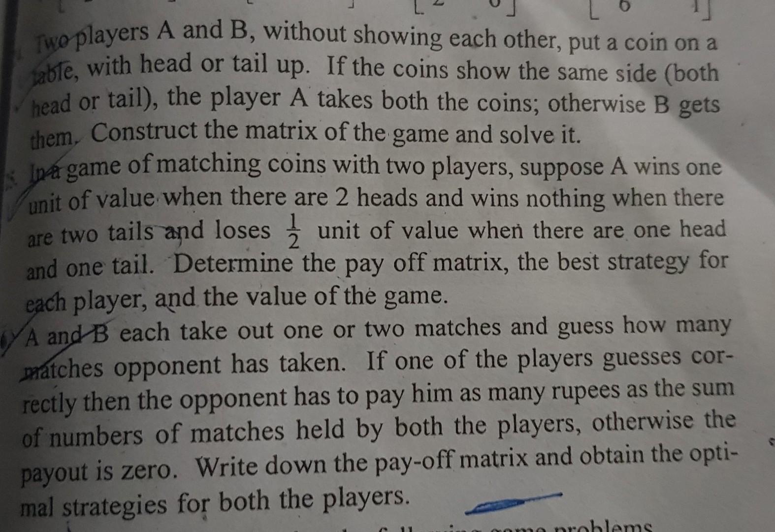 Solved Two Players A And B, Without Showing Each Other, Put | Chegg.com