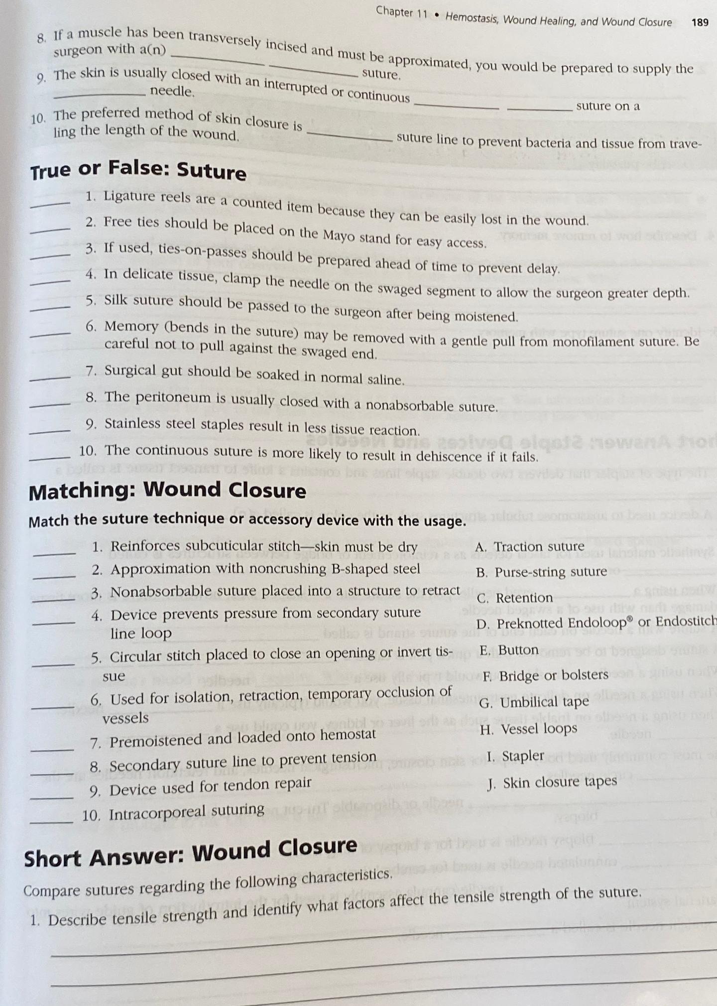 Solved Chapter 11 - ﻿Hemostasis, Wound Healing, and Wound | Chegg.com