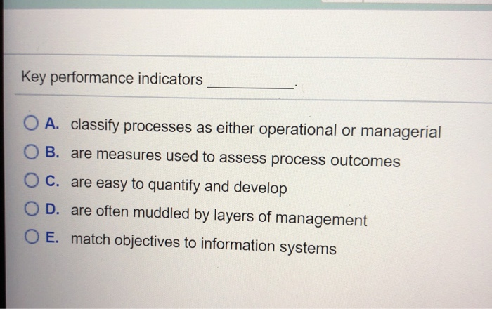 Solved Key Performance Indicators O A. Classify Processes As | Chegg.com