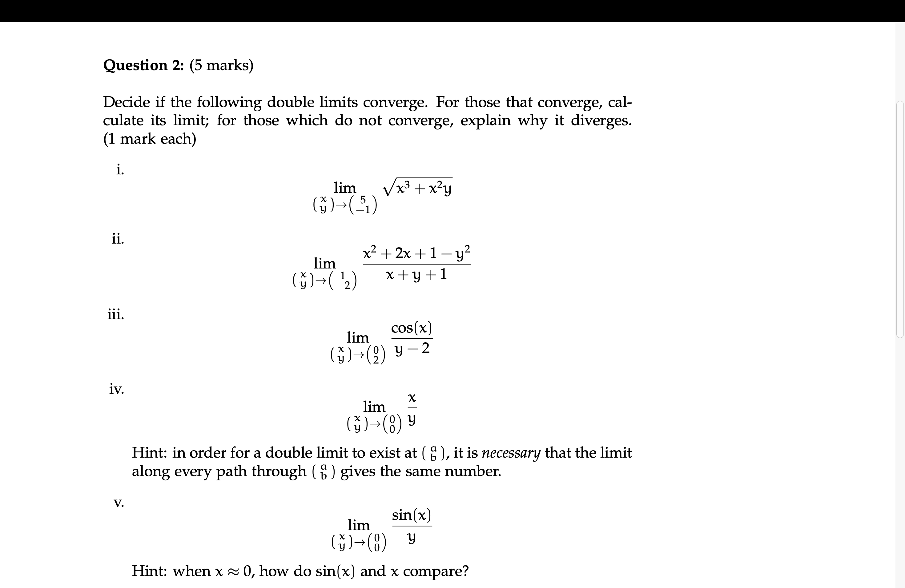 Solved Question 2: (5 ﻿marks)Decide If The Following Double | Chegg.com