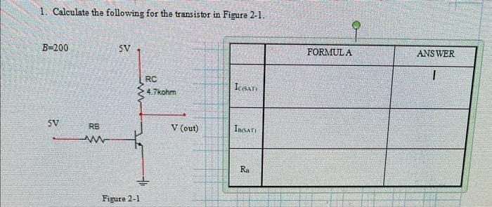 Solved 1. Calculate the following for the transistor in | Chegg.com