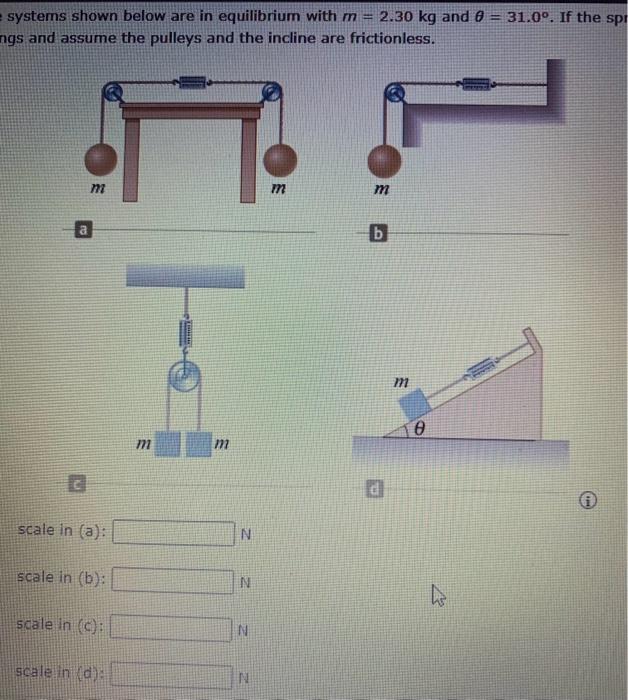Solved the systems shown below are in equilibrium with