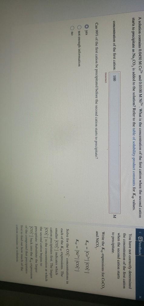 Feedback A Solution Contains 0 0450 M Co2 And Chegg Com