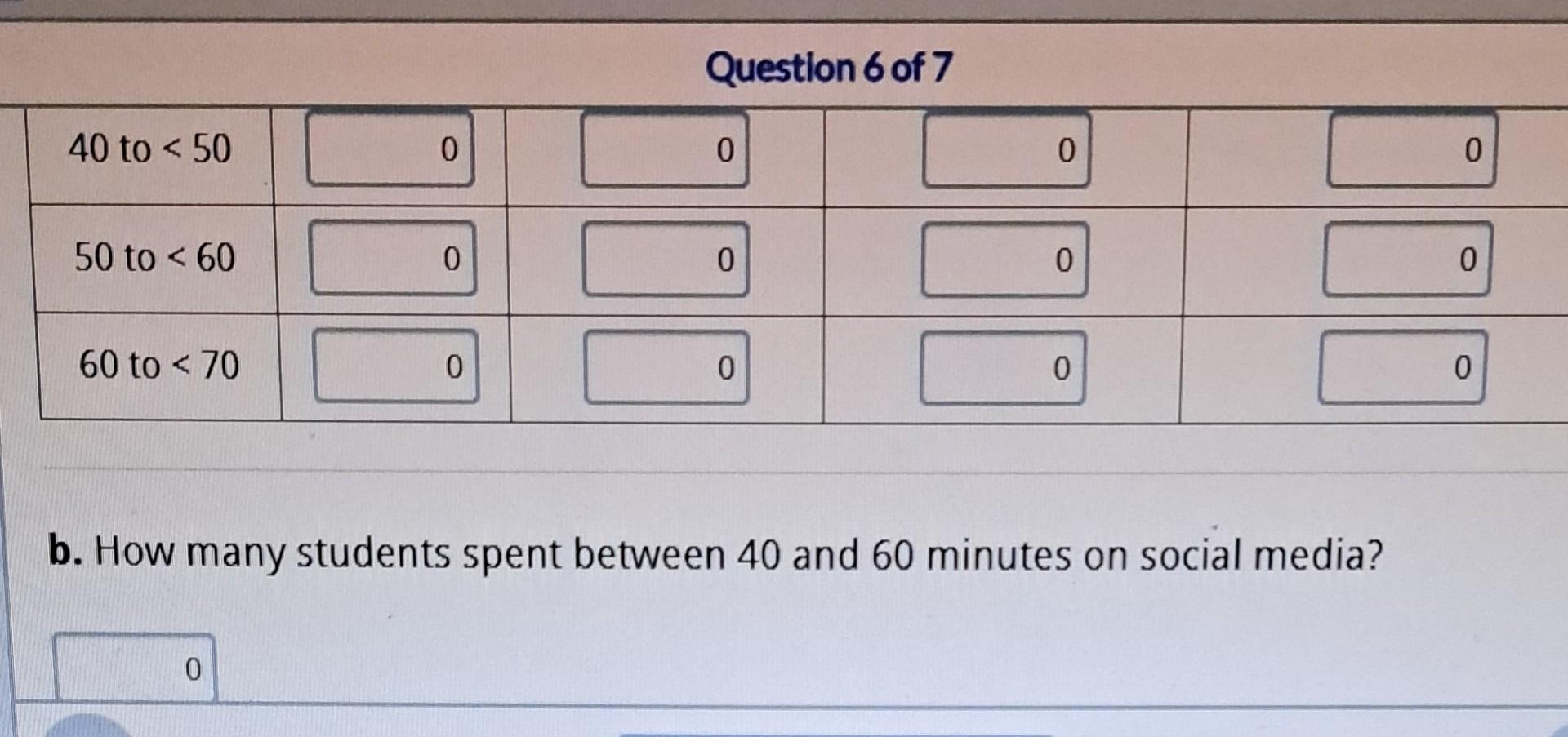 Solved Question 6 of 7 The amount of time (minutes) a sample | Chegg.com