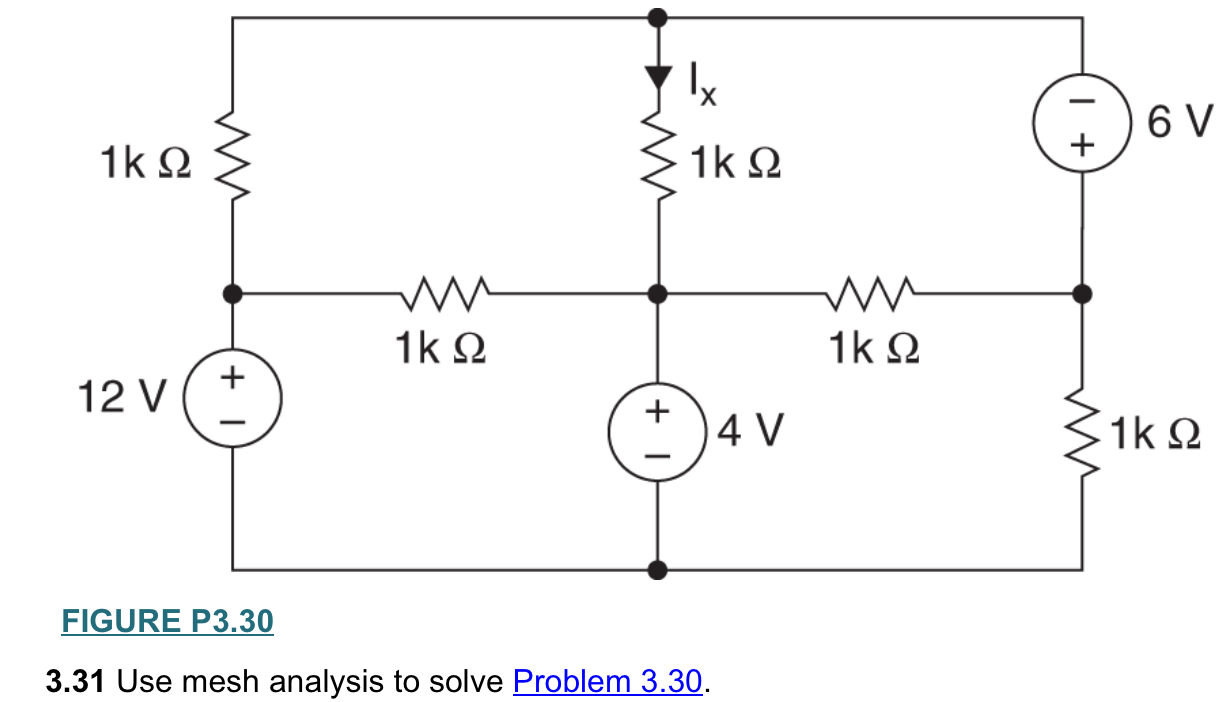 Mesh Analysis Problem Solving Solved FIGURE P3.303.31 Use mesh analysis to solve Problem | Chegg.com