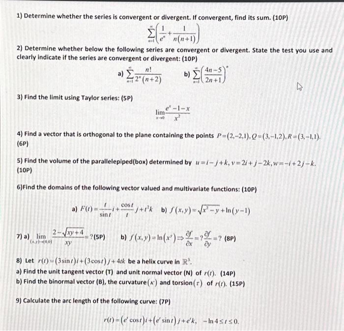 Solved 1) Determine Whether The Series Is Convergent Or | Chegg.com