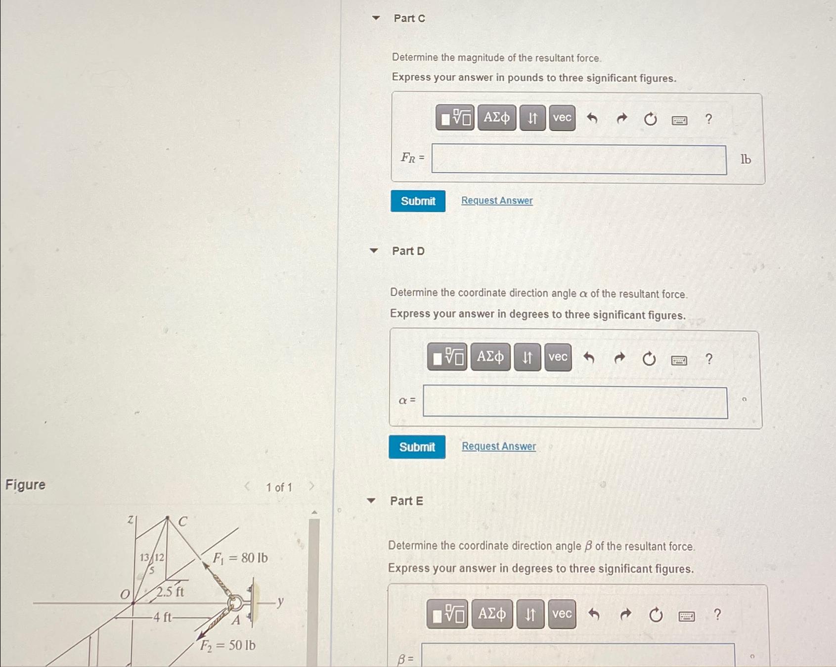 Solved Part Cdetermine The Magnitude Of The Resultant