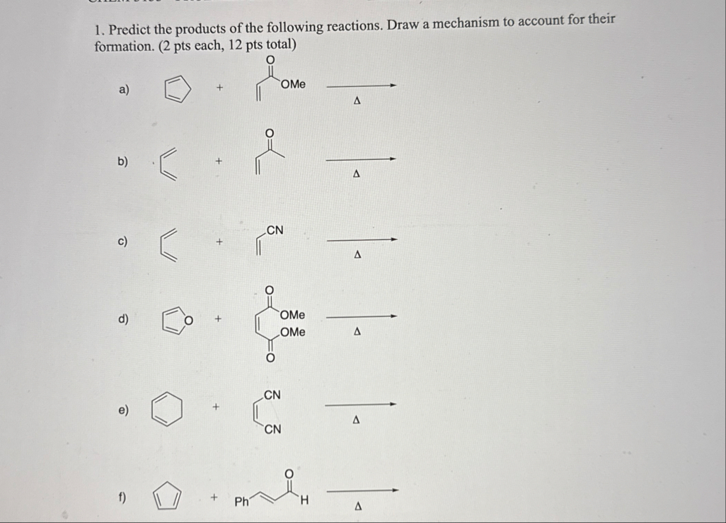 Solved Predict the products of the following reactions. Draw | Chegg.com