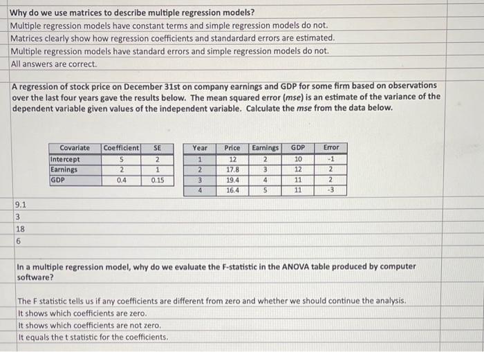 Solved Why do we use matrices to describe multiple