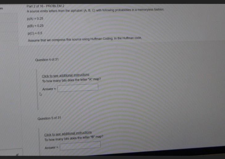 Solved Part 2 Of 16 - PROBLEM 2 A Source Emits Letters From | Chegg.com