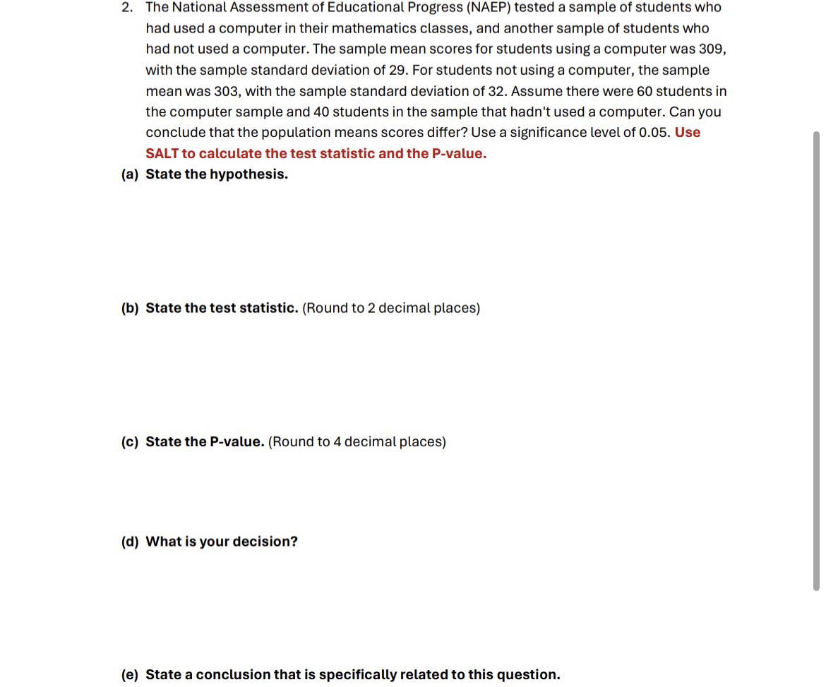 The National Assessment of Educational Progress