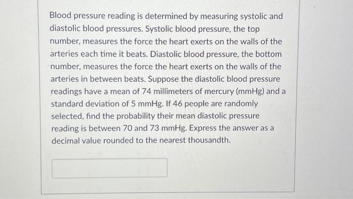 Solved Blood Pressure Reading Is Determined By Measuring | Chegg.com