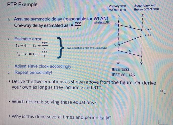 Solved PTP Example Primary with the real time Secondary with | Chegg.com