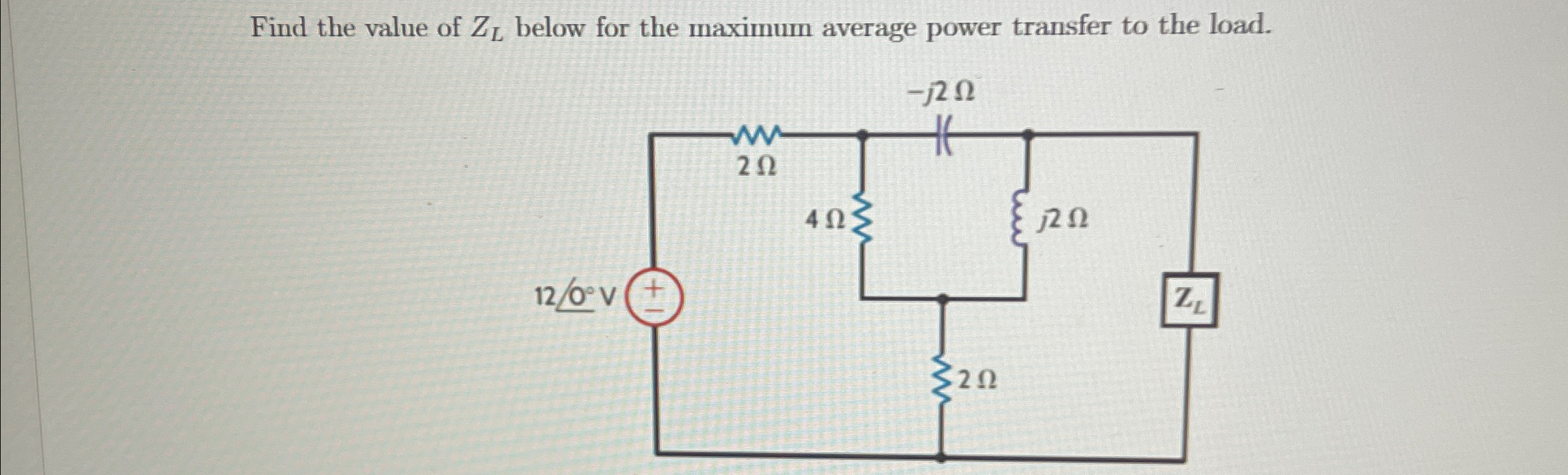 Solved Find the value of ZL ﻿below for the maximum average | Chegg.com