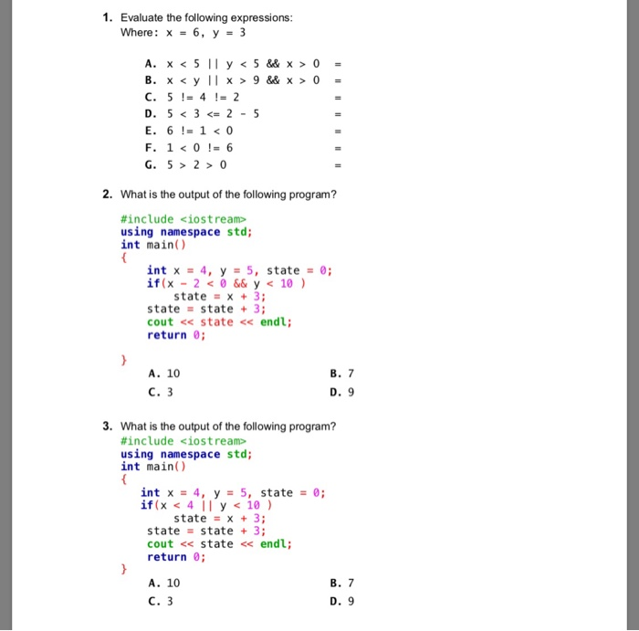 Solved 1 Evaluate The Following Expressions Where X Chegg Com