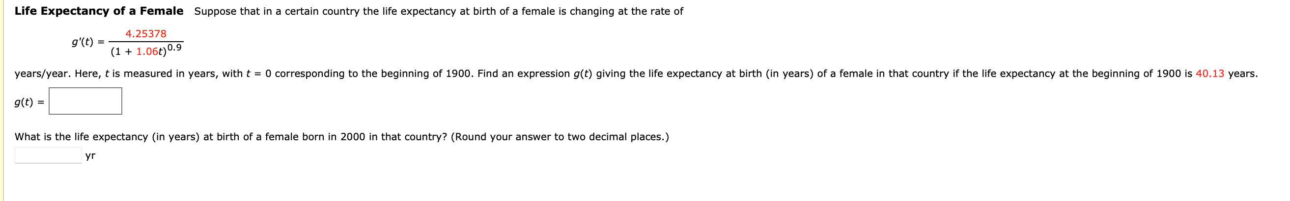 Solved Life Expectancy of a Female Suppose that in a certain | Chegg.com