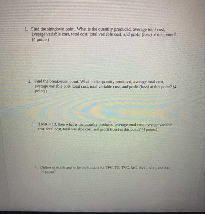 Solved Q2. Use the graph below to answer questions 1 through | Chegg.com